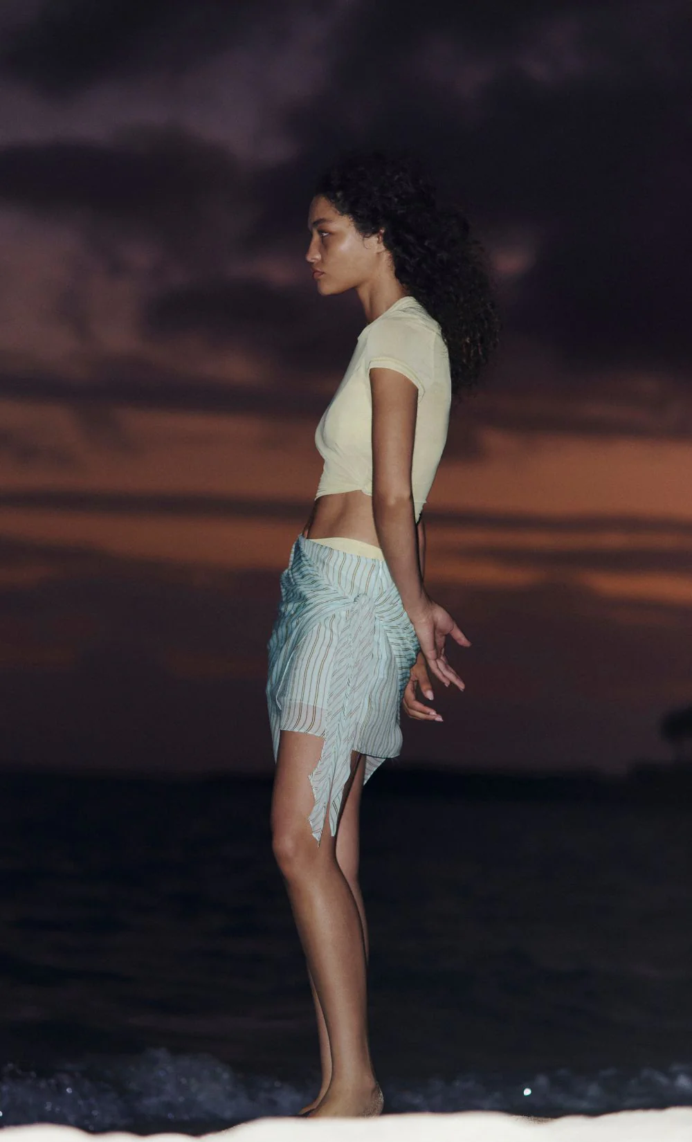 ALGARVE ASYM MINI SKIRT - MINT SLICE STRIPE - Image 4