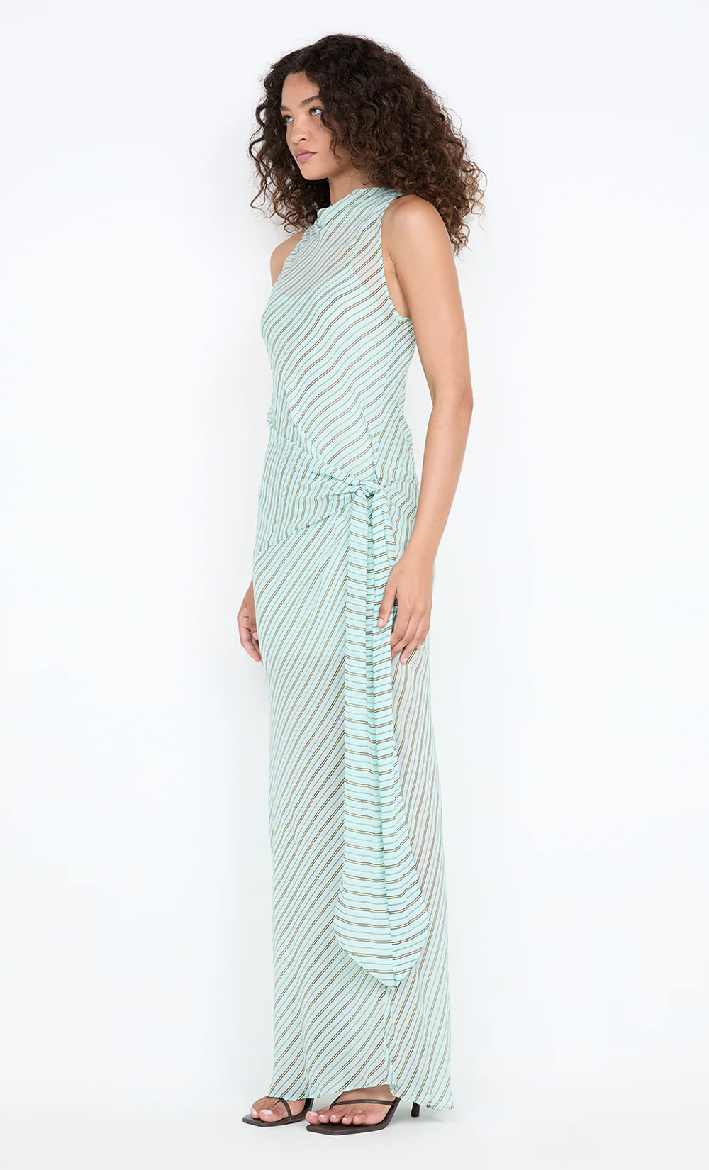 ALGARVE COWL NECK MAXI DRESS - MINT SLICE STRIPE - Image 5