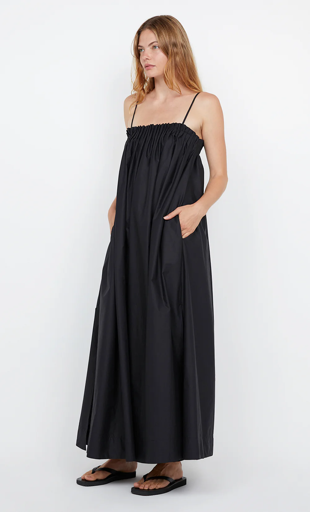 ALUCA PINTUCK MAXI DRESS - BLACK - Image 3