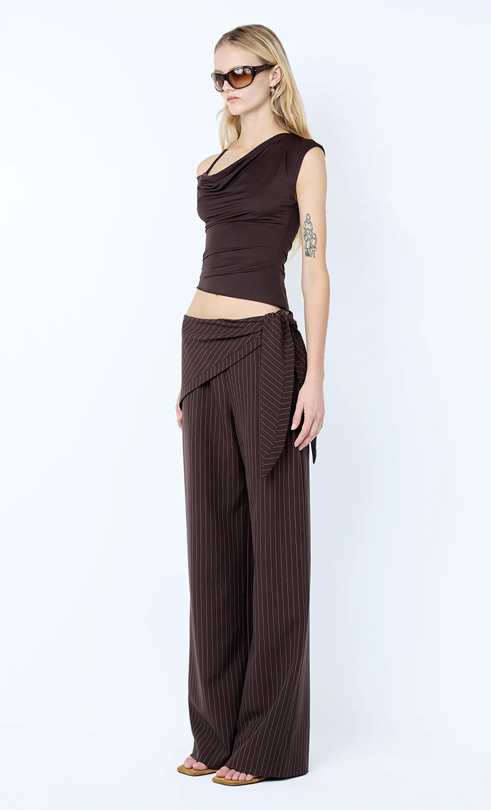 ANDRE OVERLAY PANT - CHOC PINSTRIPE - Image 2