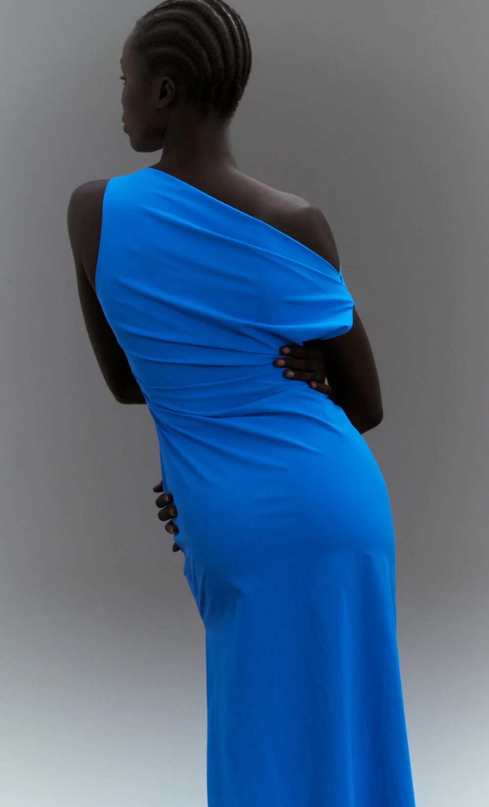 ANGELINA ASYM MAXI DRESS - MID BLUE - Image 4