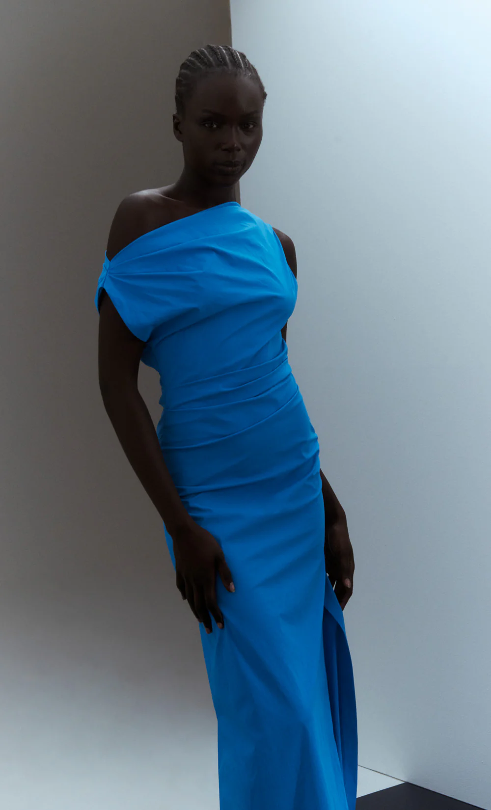 ANGELINA ASYM MAXI DRESS - MID BLUE - Image 6