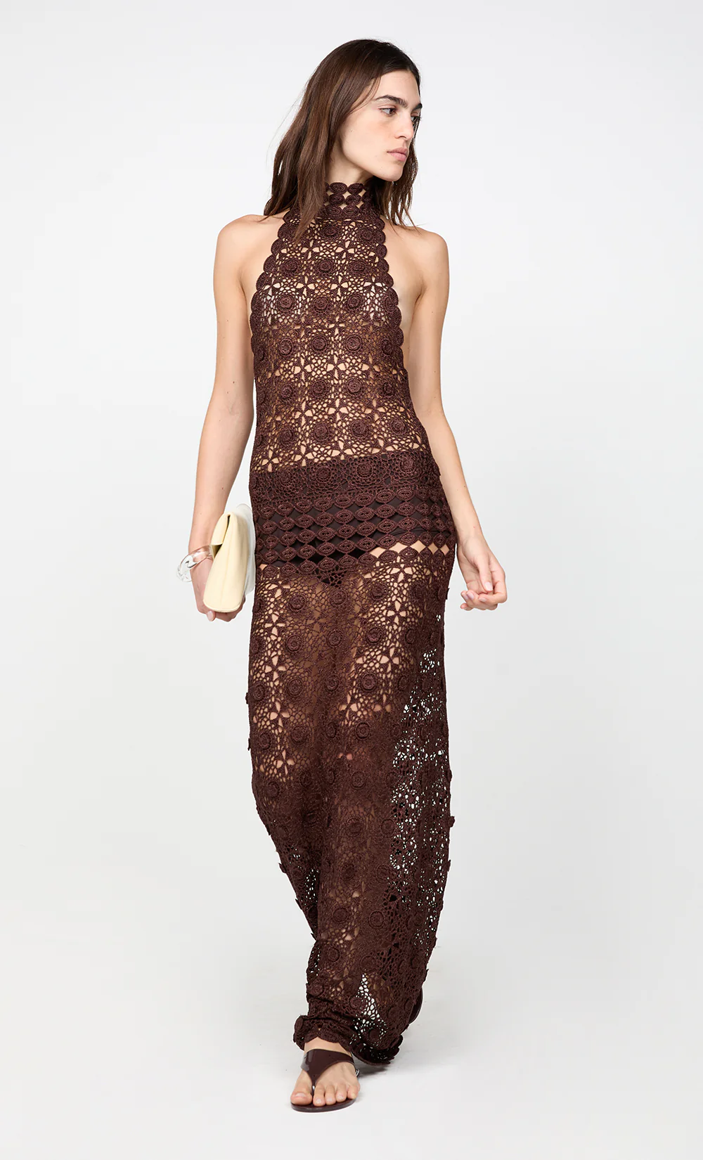 ANIA HALTER MAXI DRESS - DARK CHOCOLATE - Image 3