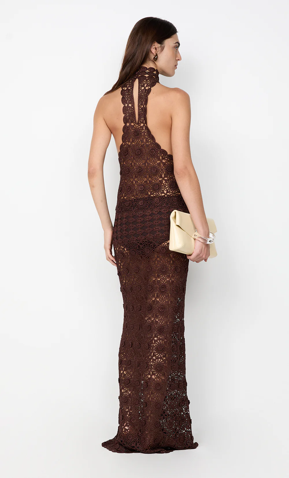 ANIA HALTER MAXI DRESS - DARK CHOCOLATE - Image 4