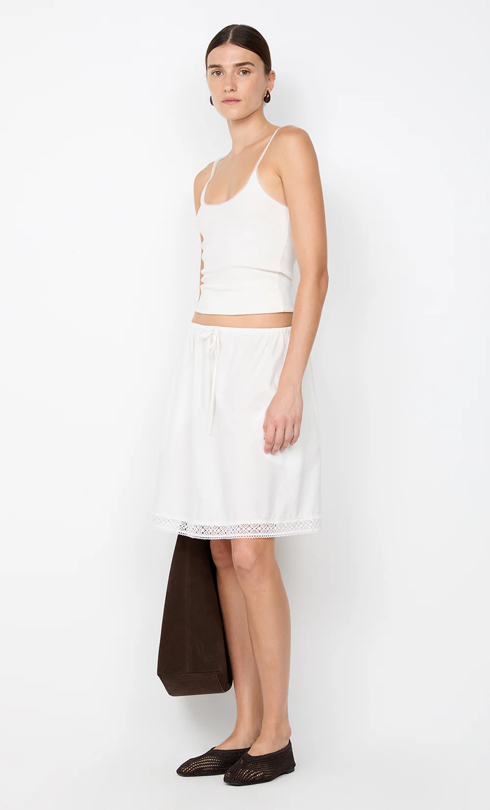 ARABELLE MIDI SKIRT - WHITE - Image 3