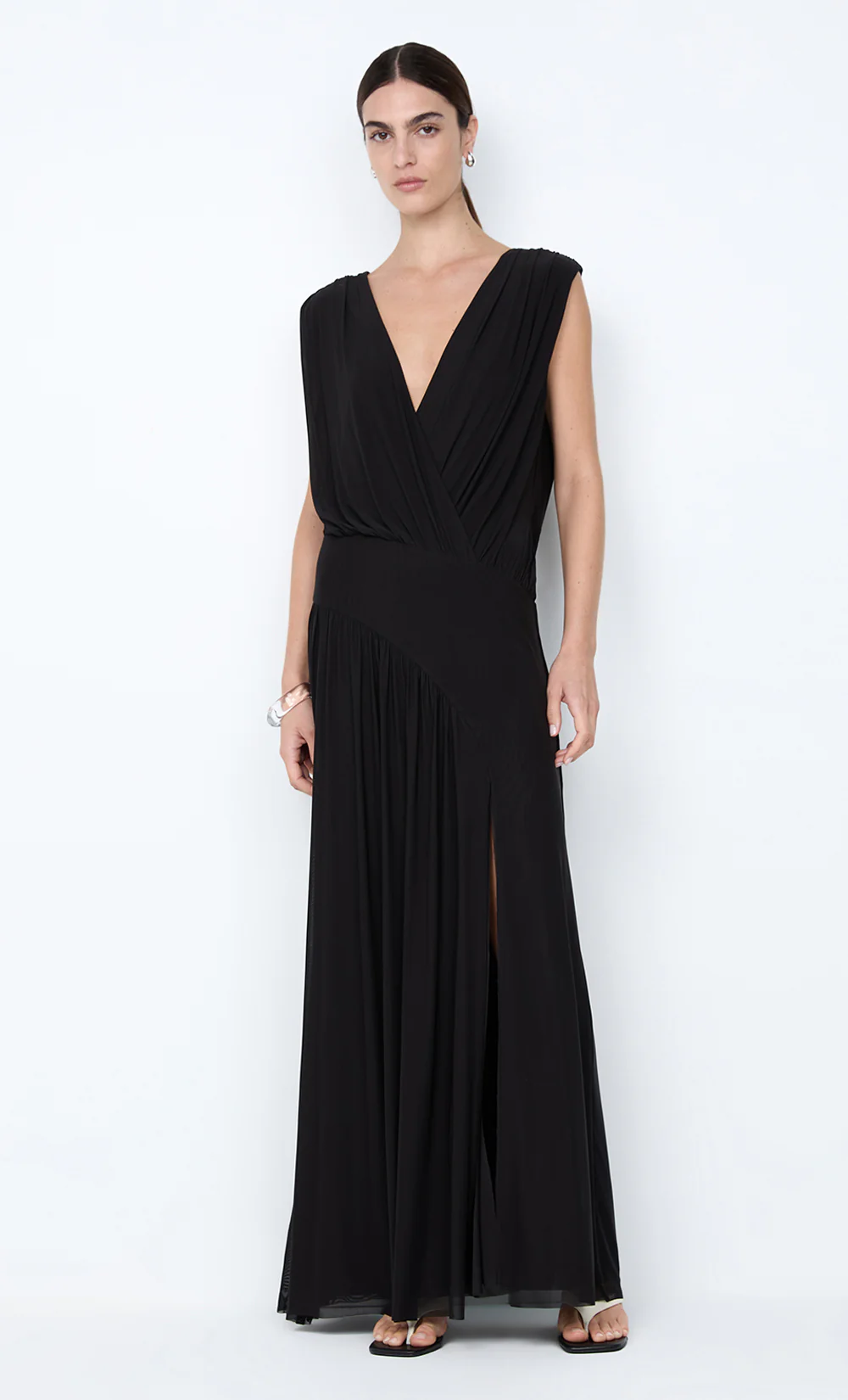 ASHLAN V NECK MAXI DRESS - BLACK - Image 3