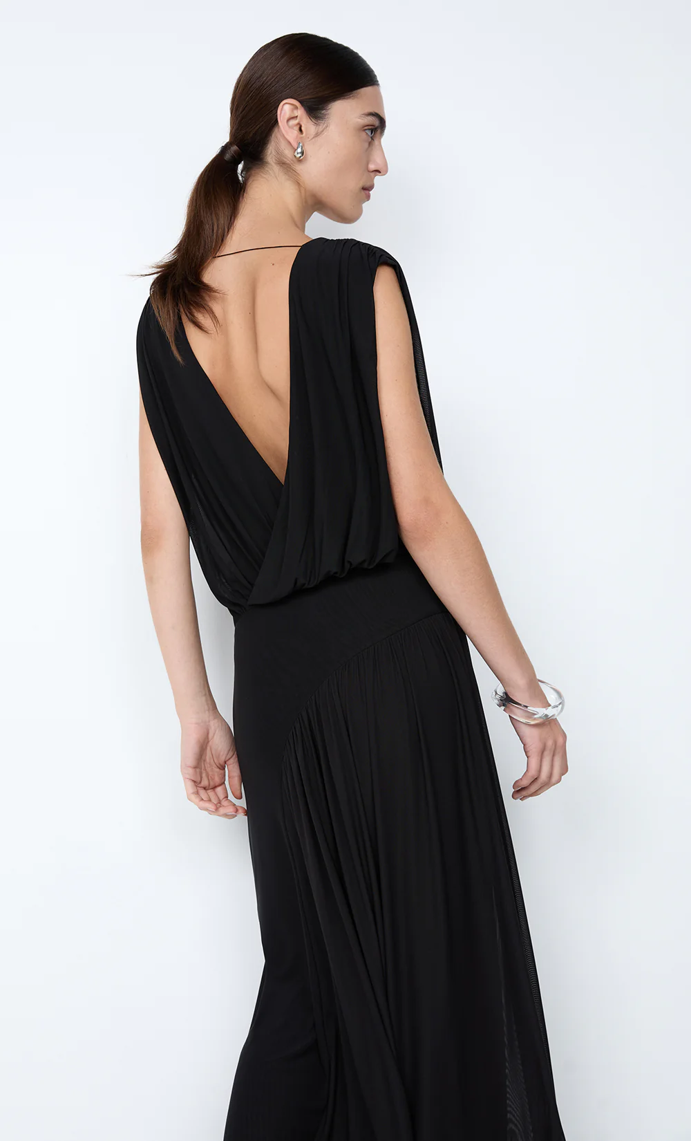 ASHLAN V NECK MAXI DRESS - BLACK - Image 4