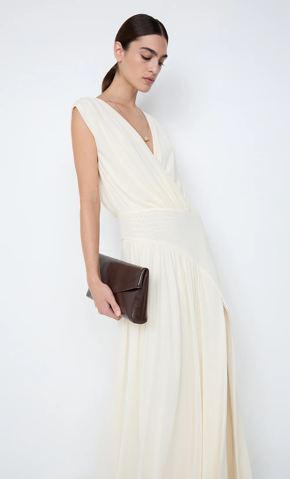 ASHLAN V NECK MAXI DRESS - BUTTERCREAM - Image 2