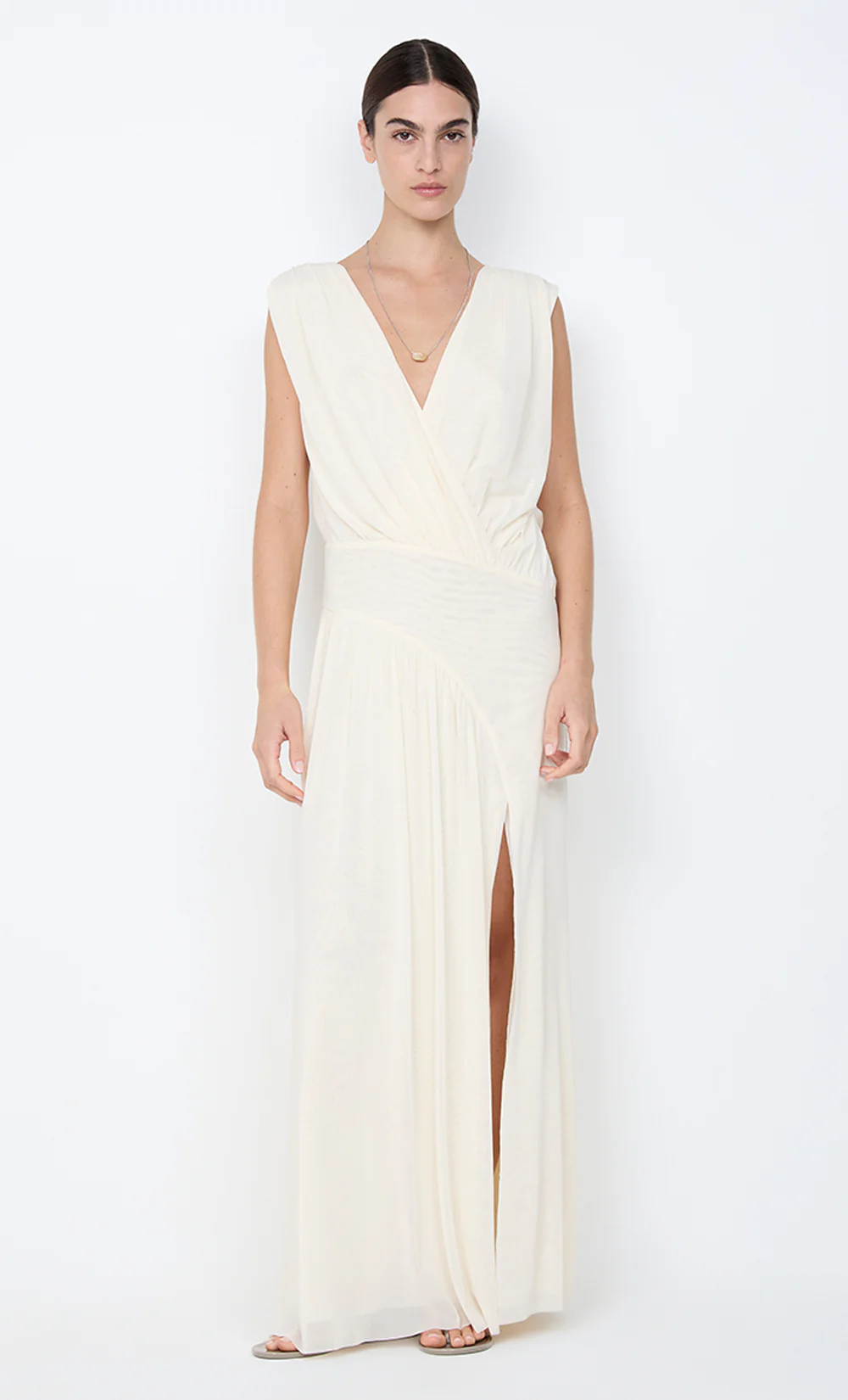 ASHLAN V NECK MAXI DRESS - BUTTERCREAM - Image 3
