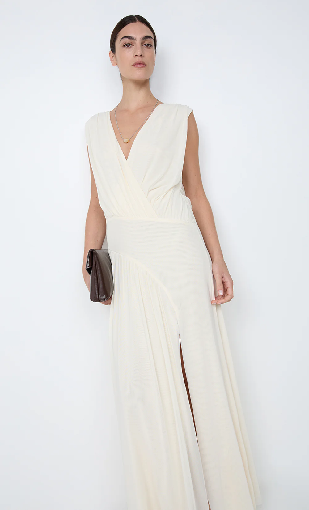 ASHLAN V NECK MAXI DRESS - BUTTERCREAM - Image 7
