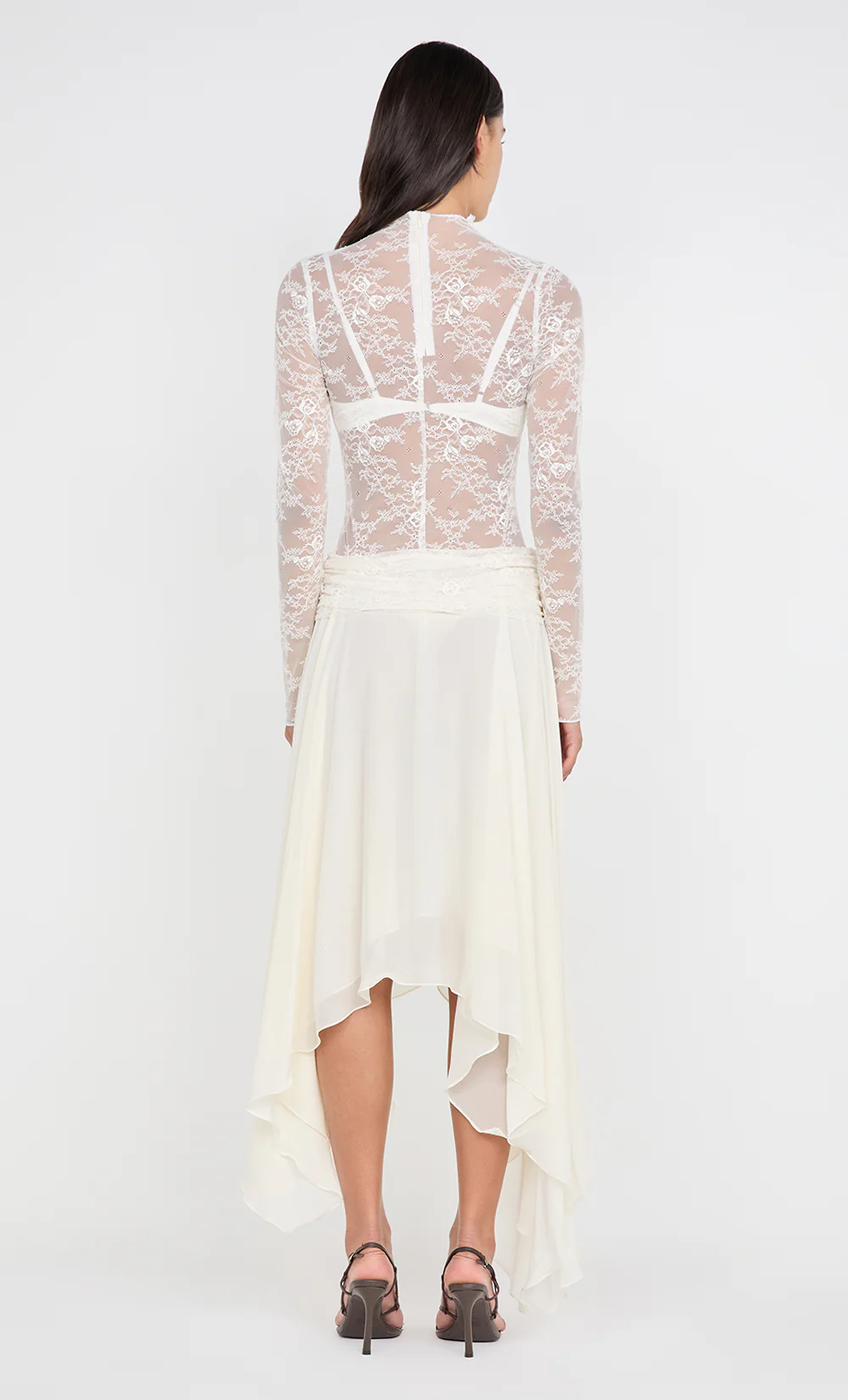 AUDREY ASYM MIDI DRESS - IVORY - Image 3