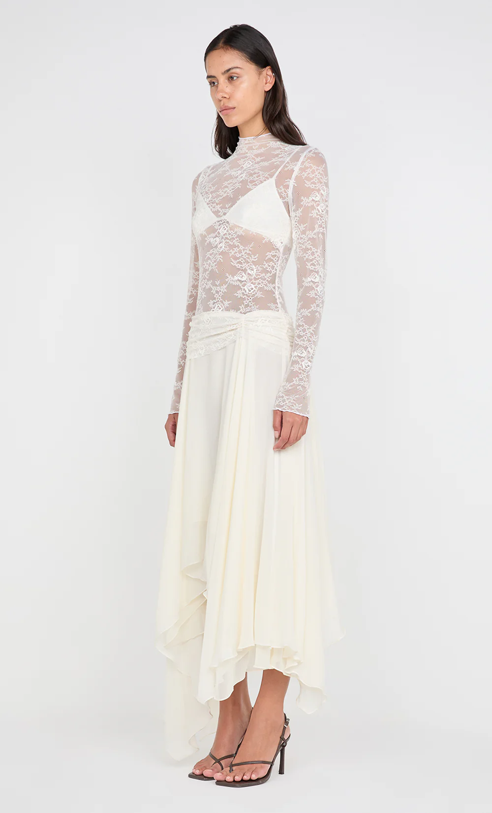 AUDREY ASYM MIDI DRESS - IVORY - Image 4