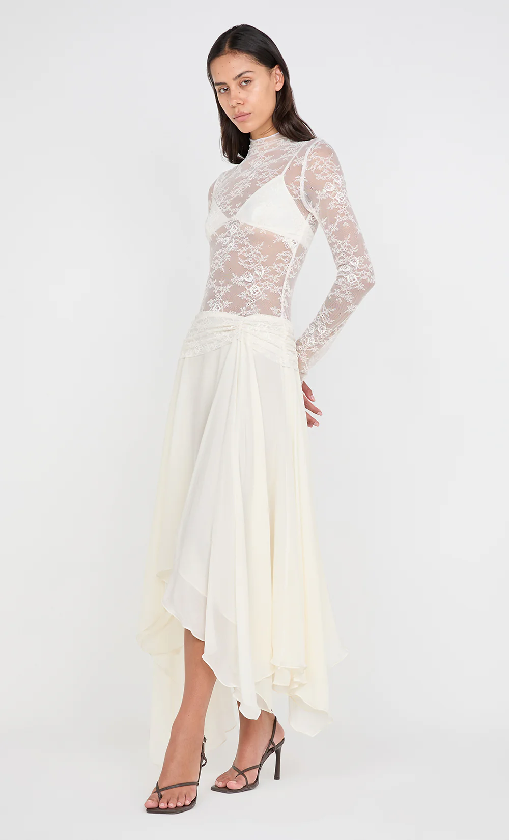 AUDREY ASYM MIDI DRESS - IVORY - Image 5