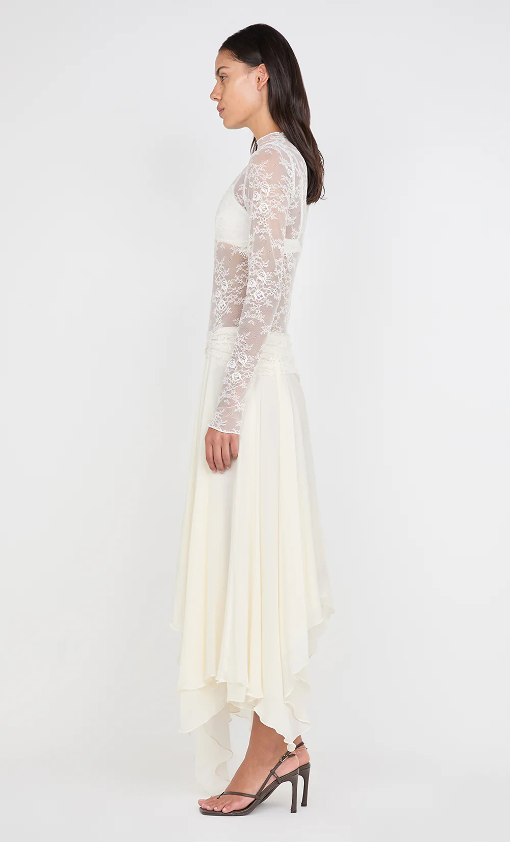 AUDREY ASYM MIDI DRESS - IVORY - Image 6