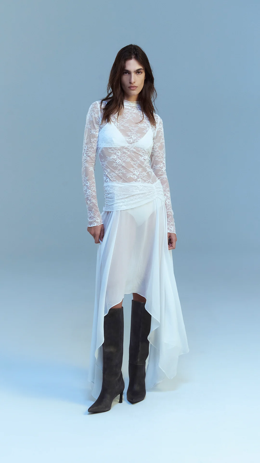 AUDREY ASYM MIDI DRESS - IVORY - Image 7