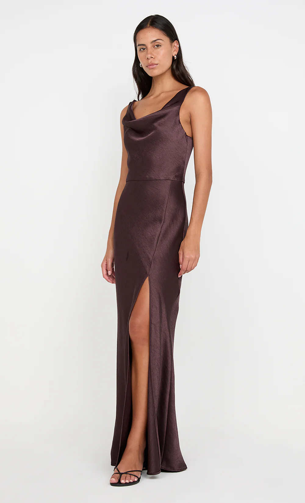 AUSTEN COWL NECK MAXI DRESS - DARK CHOCOLATE - Image 2
