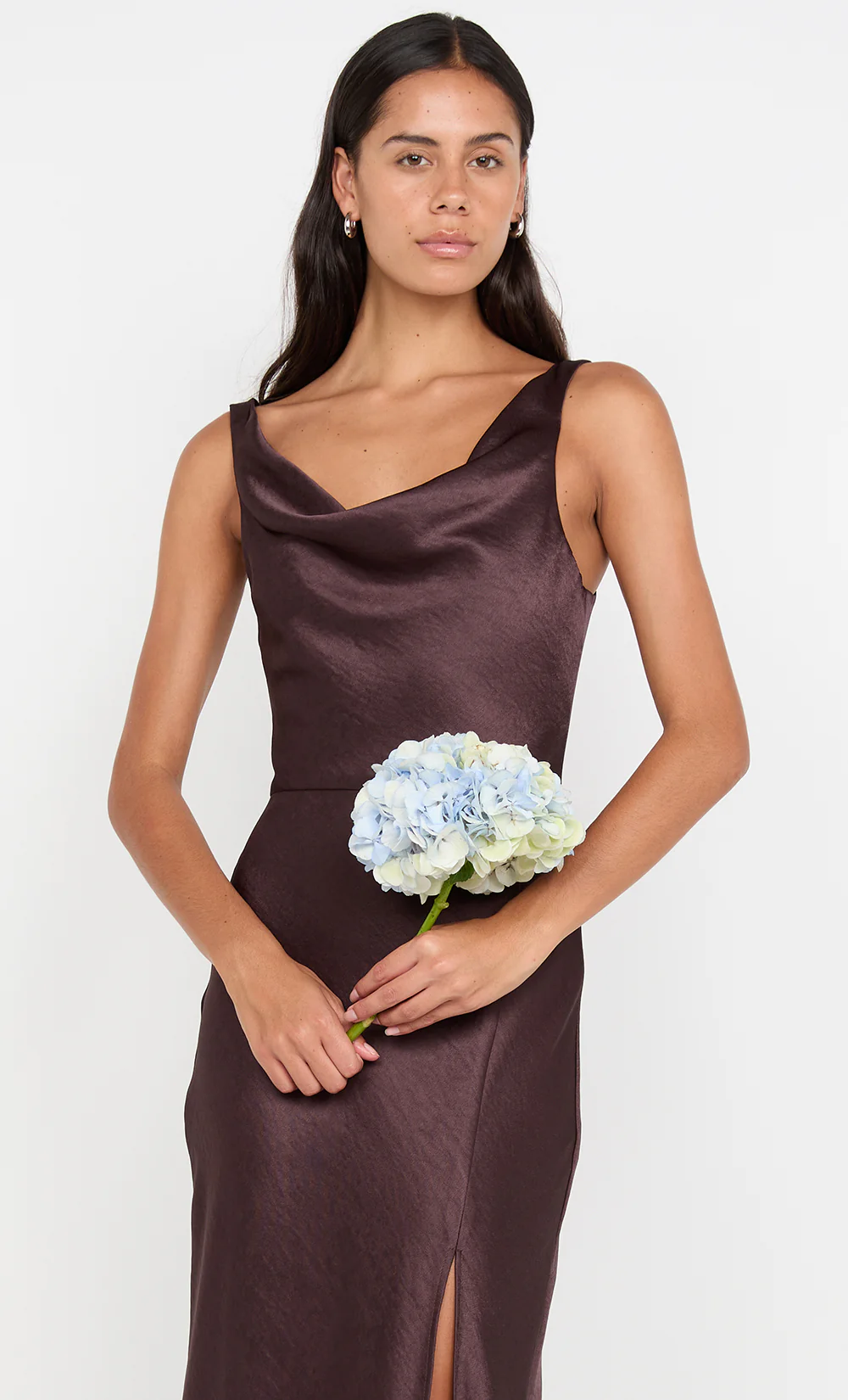 AUSTEN COWL NECK MAXI DRESS - DARK CHOCOLATE - Image 3
