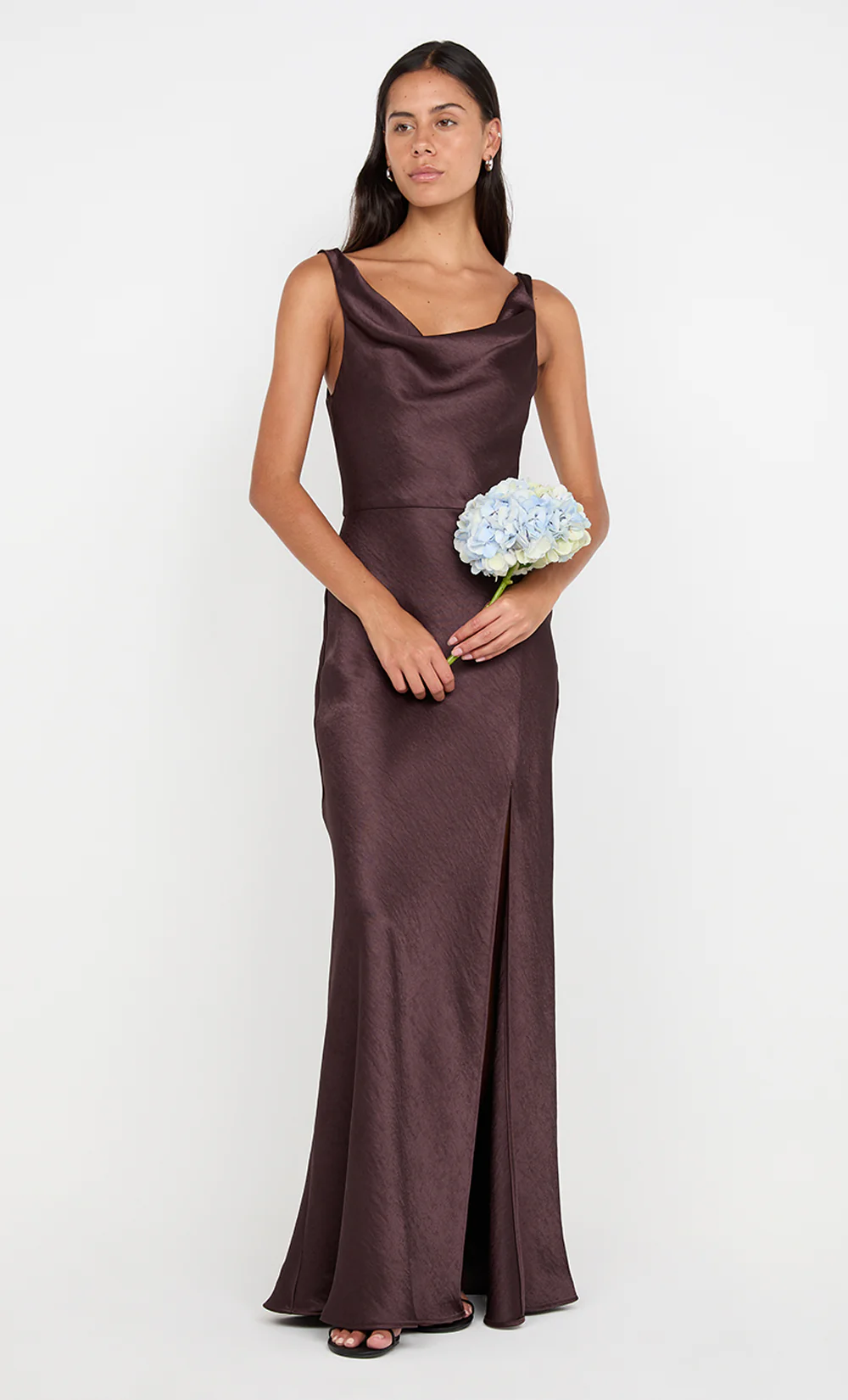 AUSTEN COWL NECK MAXI DRESS - DARK CHOCOLATE - Image 6