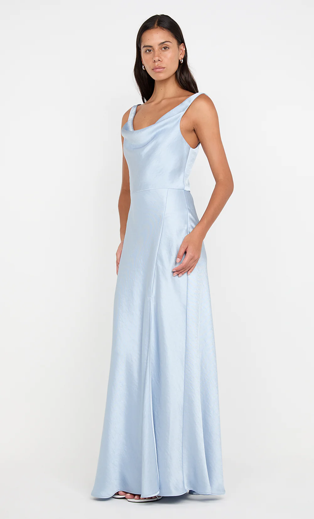 AUSTEN COWL NECK MAXI DRESS - DUSTY BLUE - Image 3