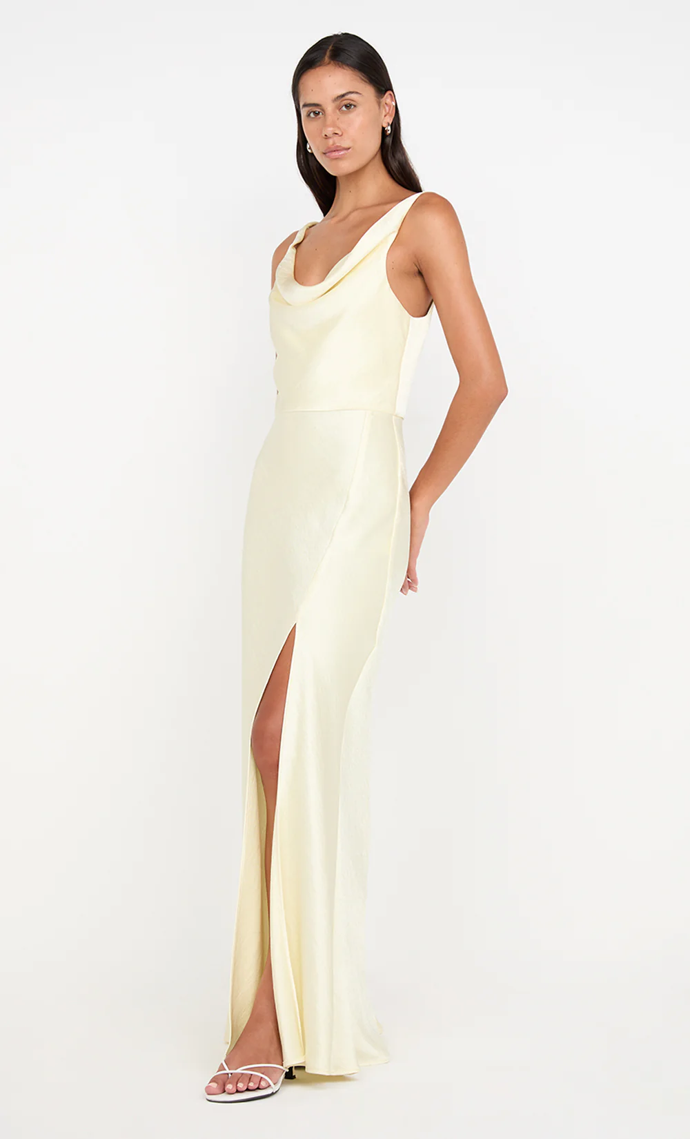 AUSTEN COWL NECK MAXI DRESS - ICE YELLOW - Image 4
