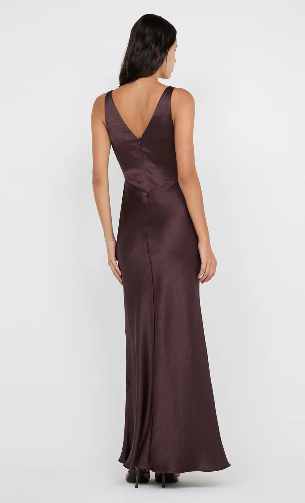 AUSTEN V NECK MAXI DRESS - DARK CHOCOLATE - Image 3