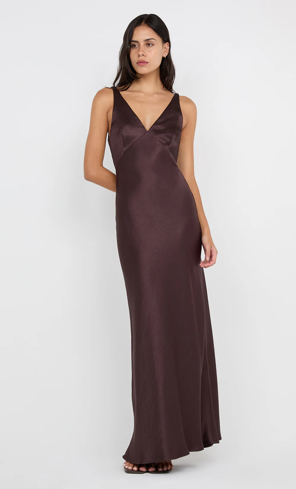AUSTEN V NECK MAXI DRESS - DARK CHOCOLATE - Image 4