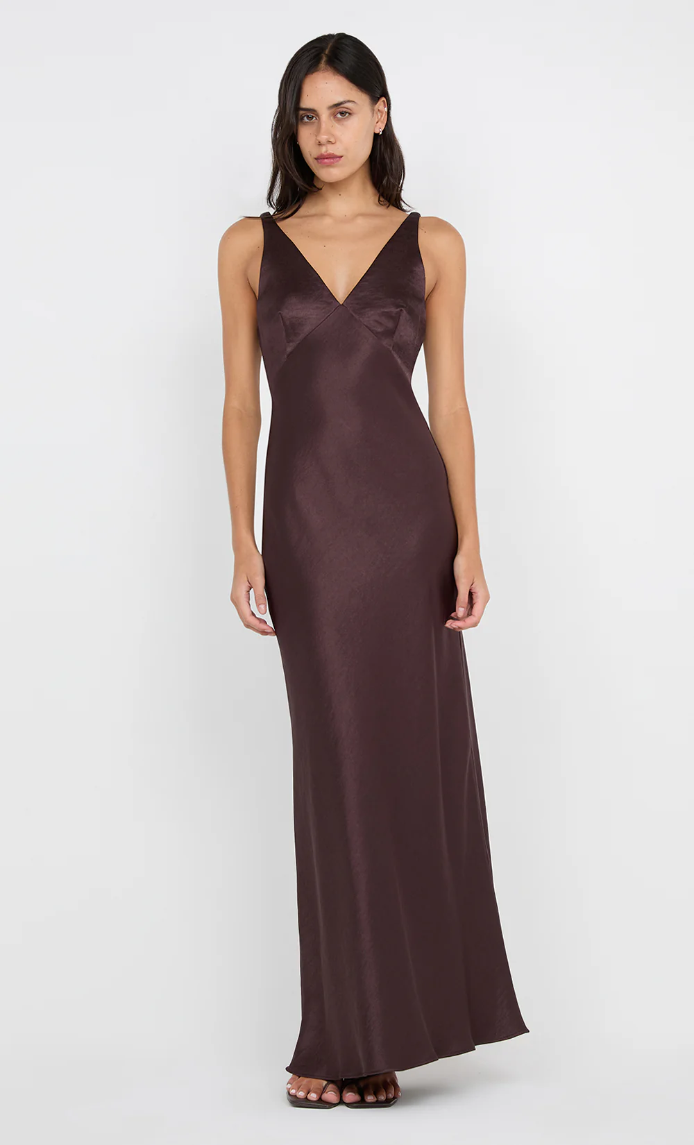 AUSTEN V NECK MAXI DRESS - DARK CHOCOLATE - Image 7