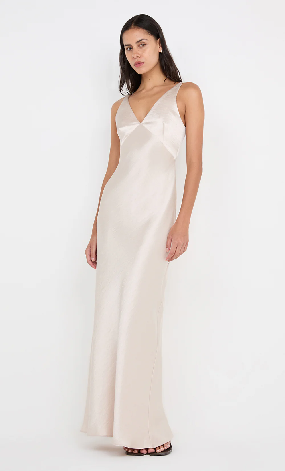AUSTEN V NECK MAXI DRESS - SAND - Image 3