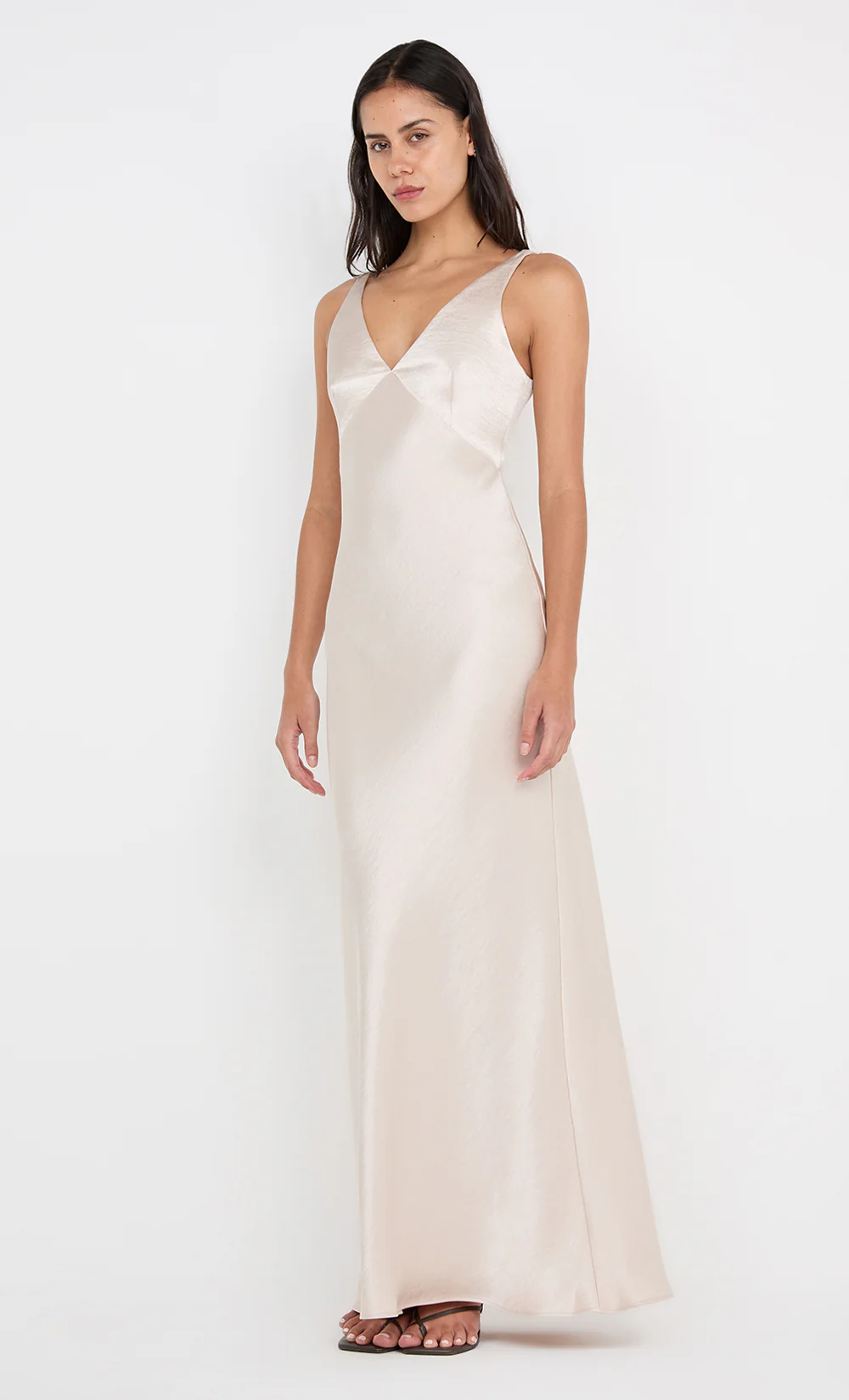 AUSTEN V NECK MAXI DRESS - SAND - Image 4