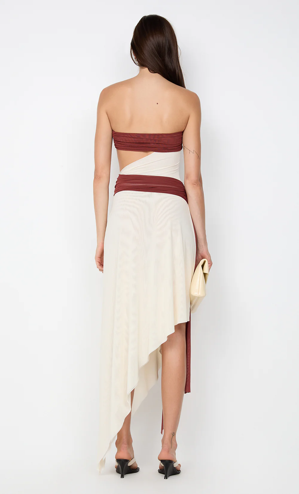AYLA STRAPLESS DRESS - RUST / BUTTER CREAM - Image 5