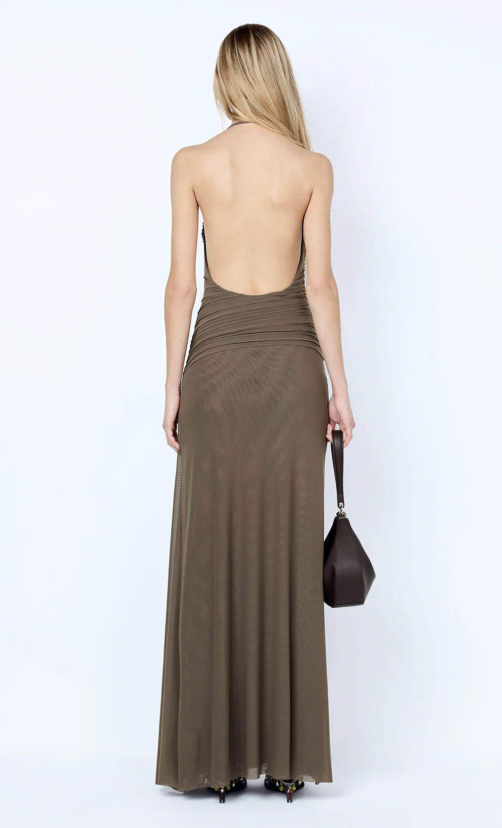 BRENNA PINTUCK MAXI DRESS - KHAKI - Image 5