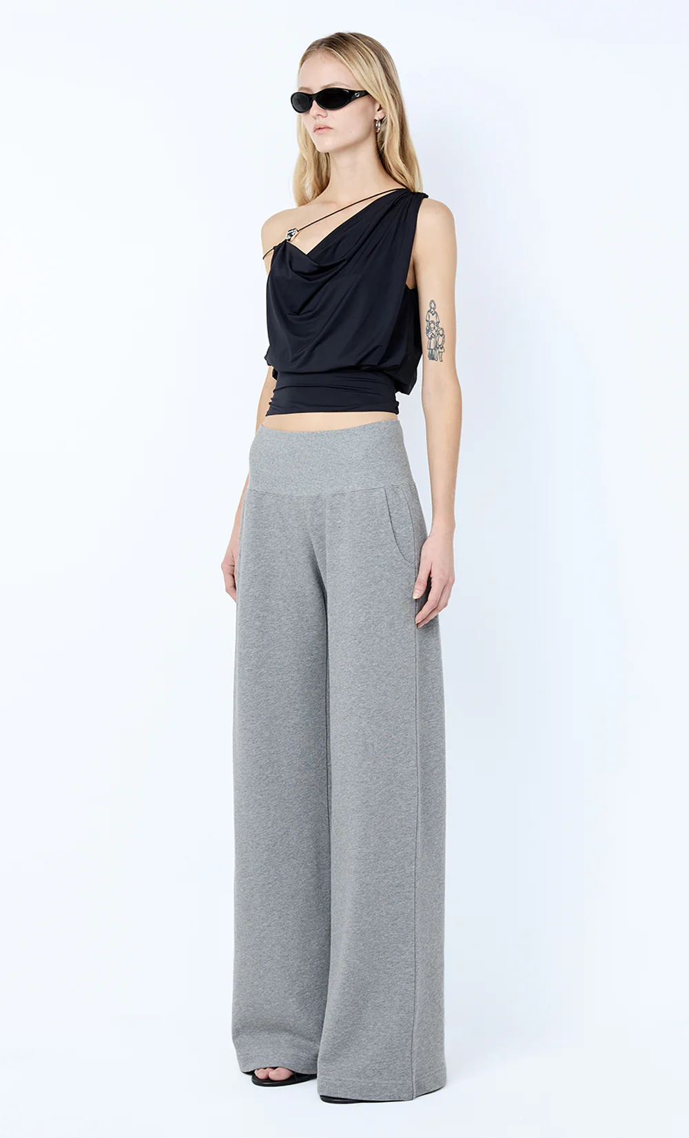 BRIGITTE COWL ASYM TOP - BLACK - Image 2
