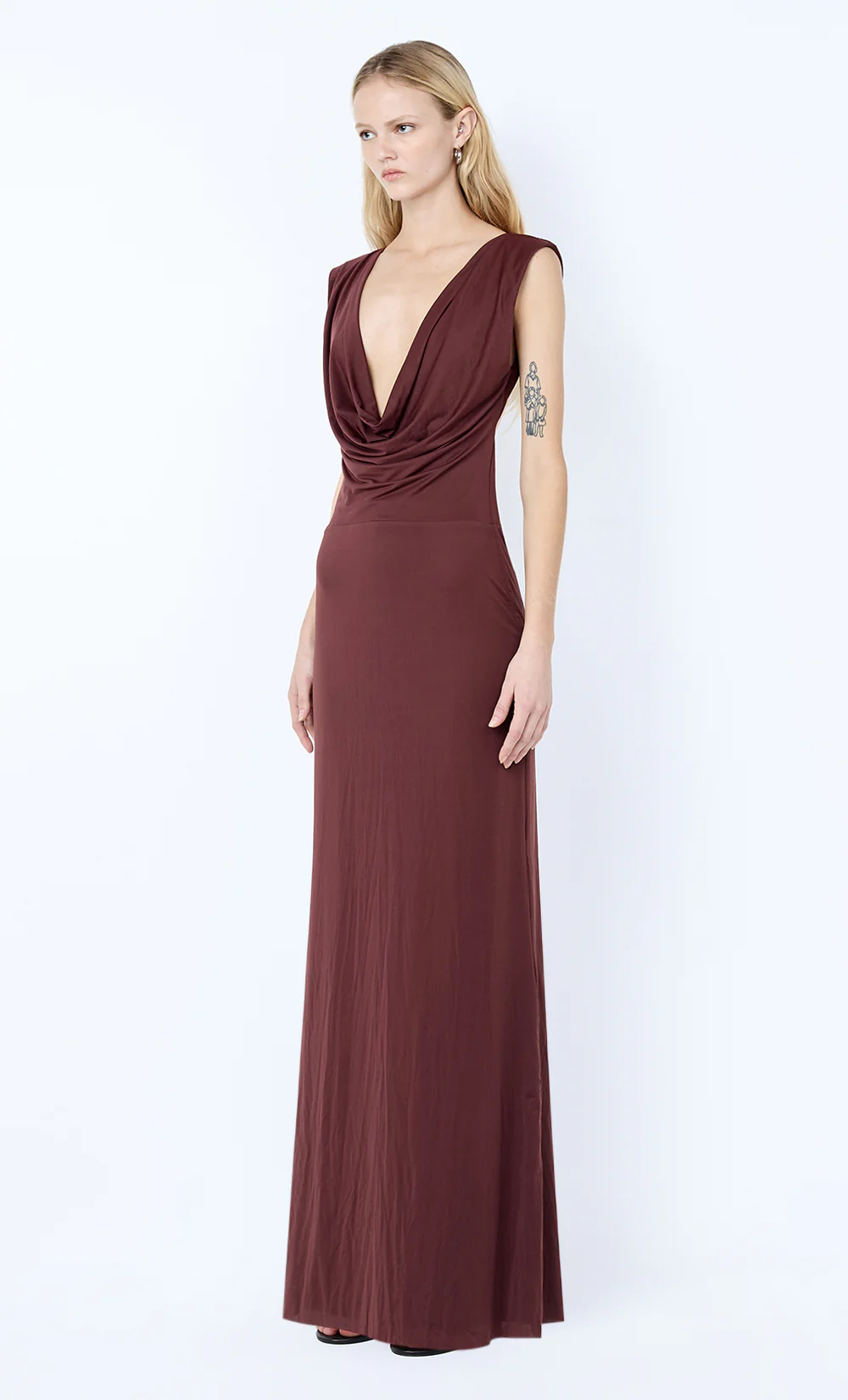 BRIGITTE COWL NECK MAXI DRESS - BLACKBERRY - Image 4
