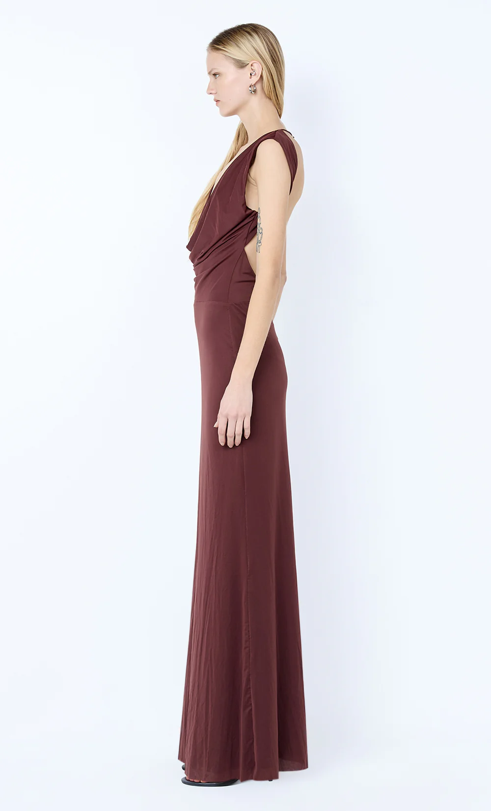 BRIGITTE COWL NECK MAXI DRESS - BLACKBERRY - Image 5