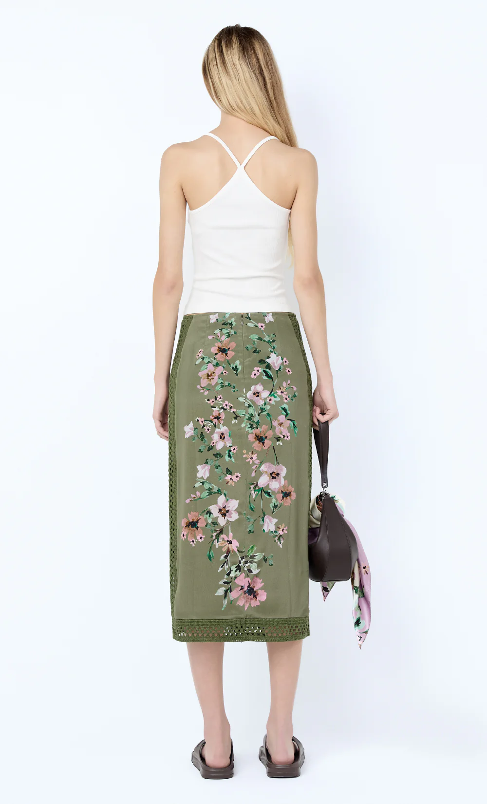 CAMELIA MIDI SKIRT - OLIVE GARDENIA FLORAL - Image 4