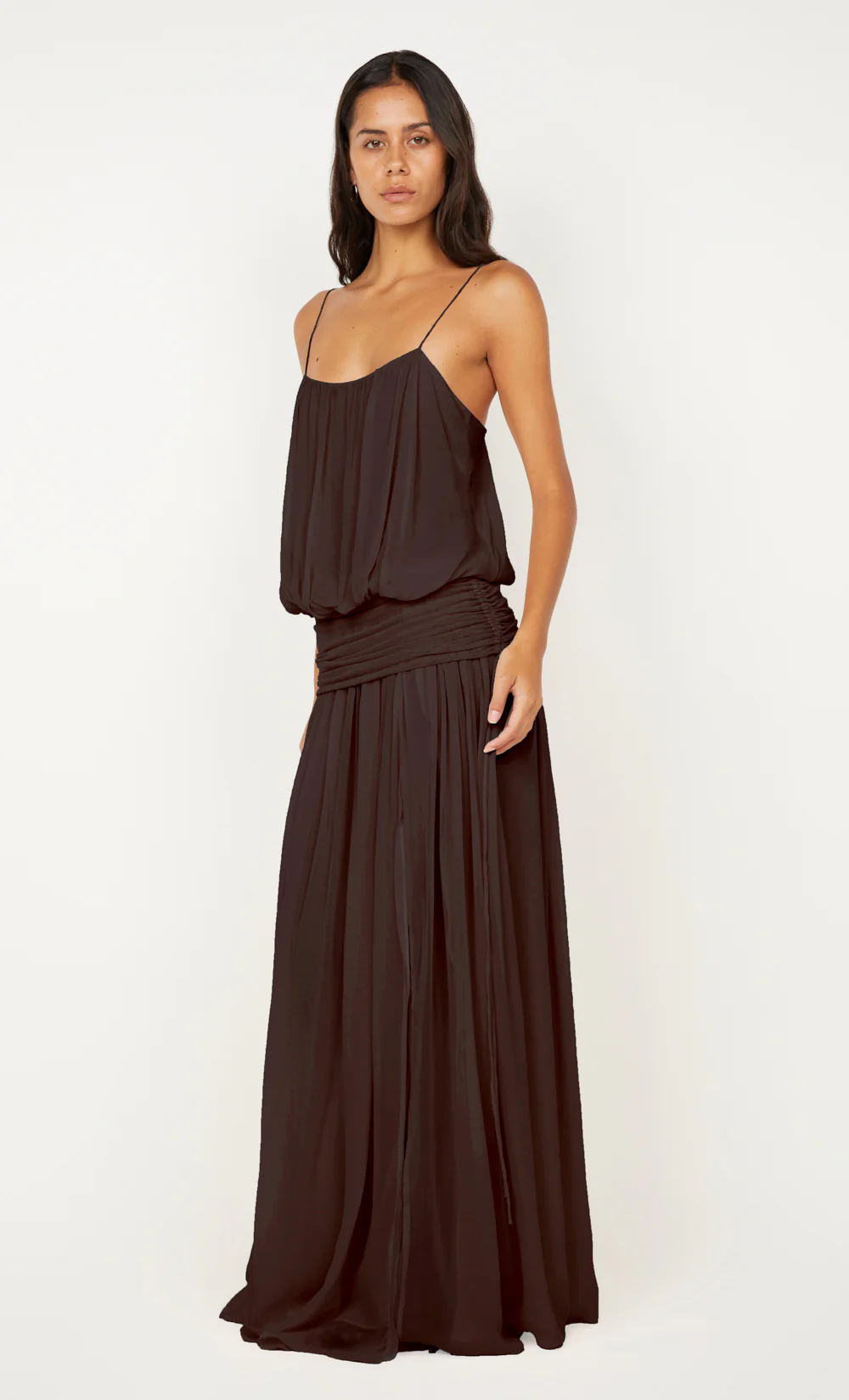 CAMILLE BLOUSON DRESS - DARK CHOCOLATE - Image 3