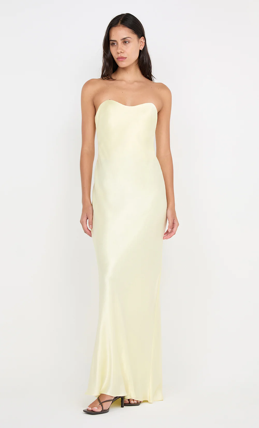 CINDER STRAPLESS MAXI DRESS - ICE YELLOW - Image 3