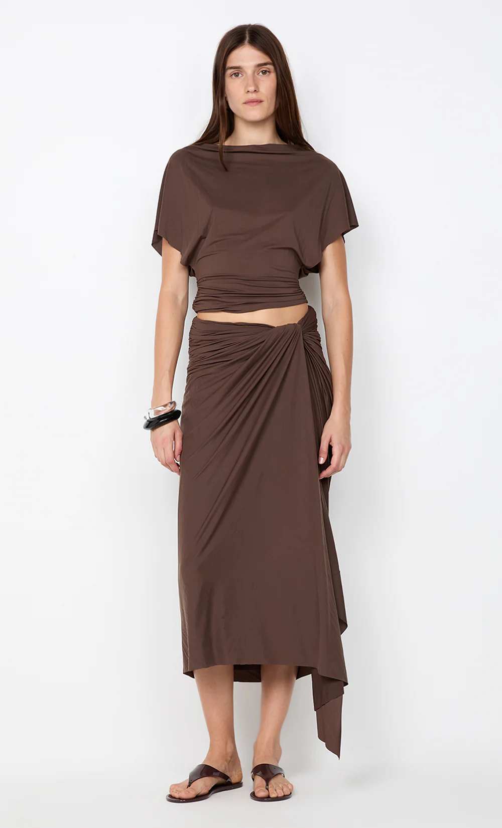 CLEMENTINE DRAPE SKIRT - MILK CHOCOLATE