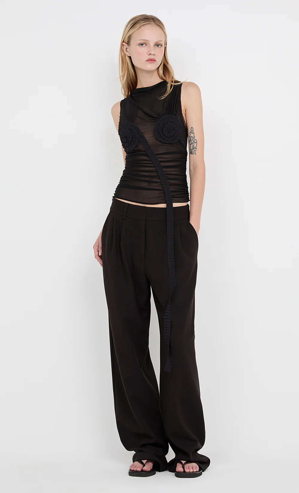 DANTE SPIRAL BOAT NECK TOP - BLACK - Image 5