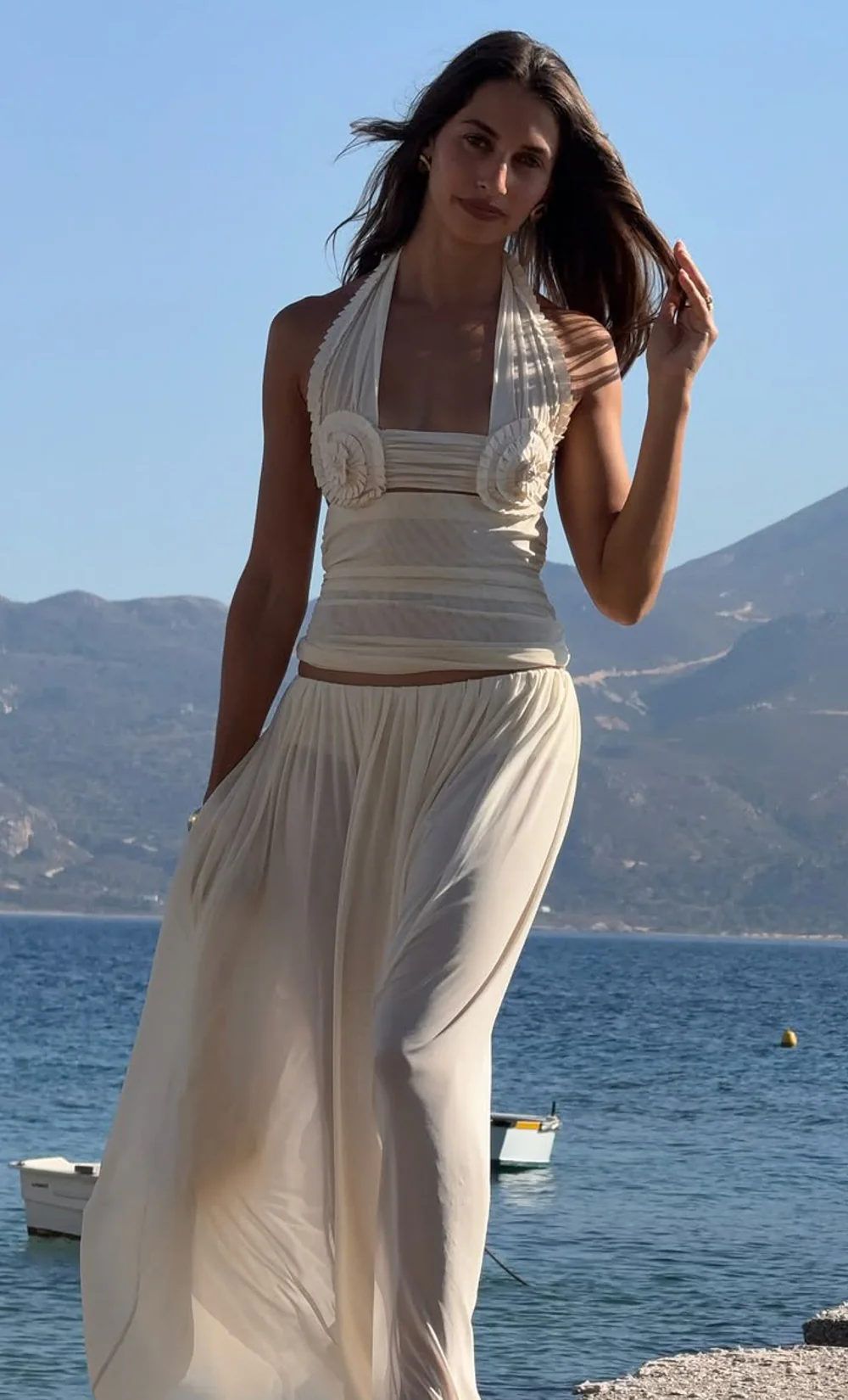 DANTE SPIRAL HALTER TOP - BUTTERCREAM - Image 4