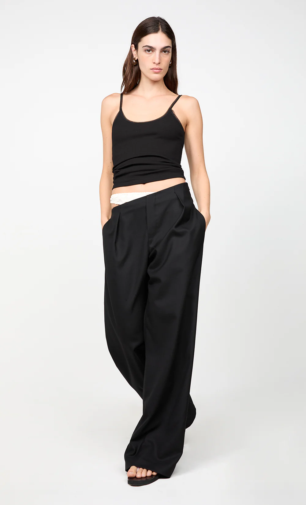 DEMI CONTRAST ASYM PANT - BLACK