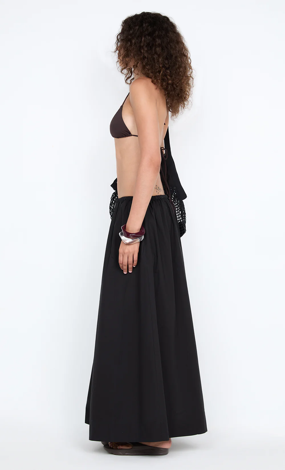 ELEANOR DRAWCORD MAXI SKIRT - BLACK - Image 7