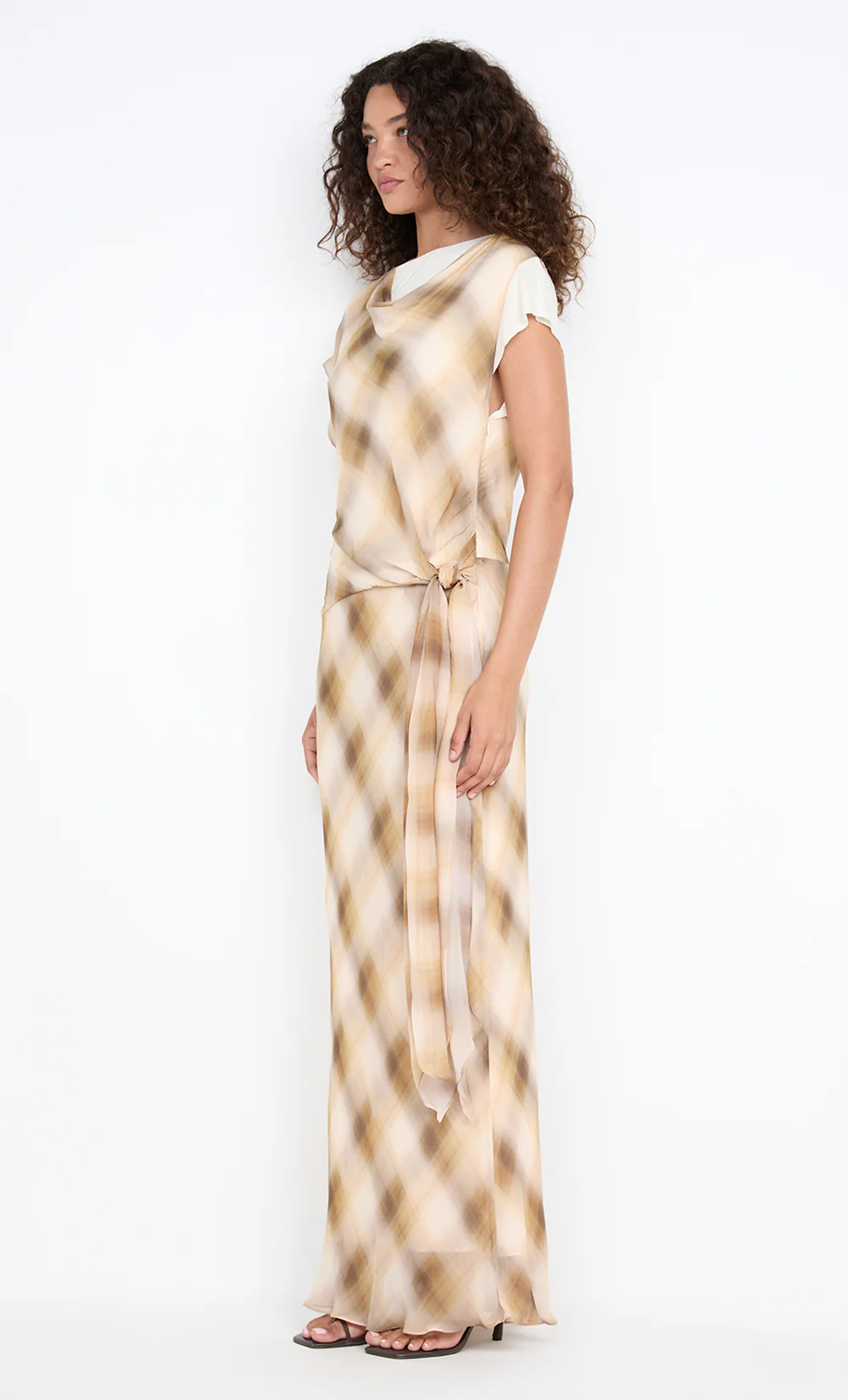 ELIANA MAXI DRESS - DUNE CHECK - Image 4
