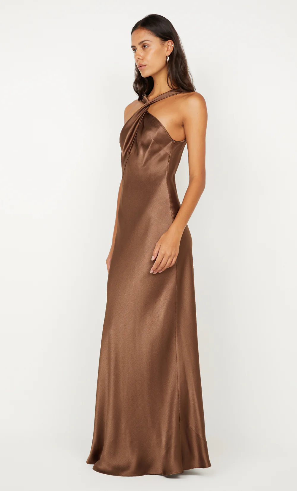ELISIA TWIST MAXI DRESS - MILK CHOCOLATE - Image 3