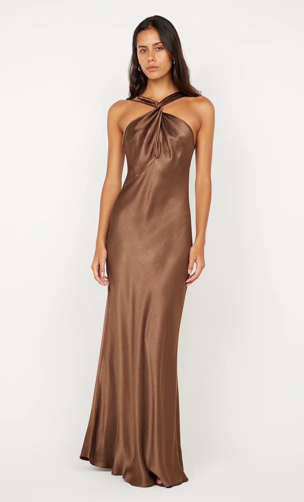 ELISIA TWIST MAXI DRESS - MILK CHOCOLATE - Image 4