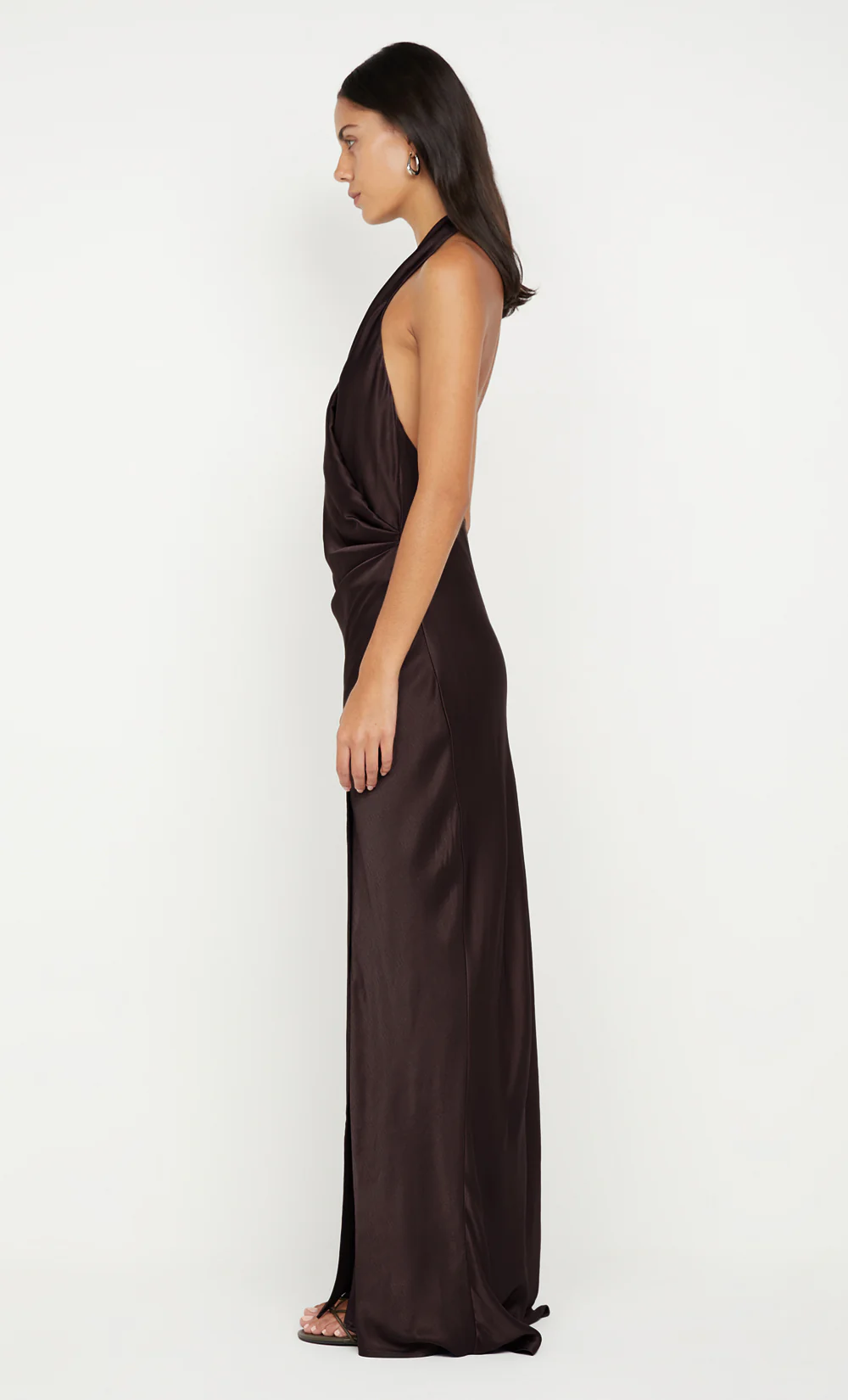 ELISIA WRAP MAXI DRESS - DARK CHOCOLATE - Image 4