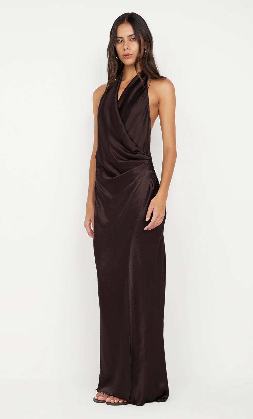 ELISIA WRAP MAXI DRESS - DARK CHOCOLATE - Image 5