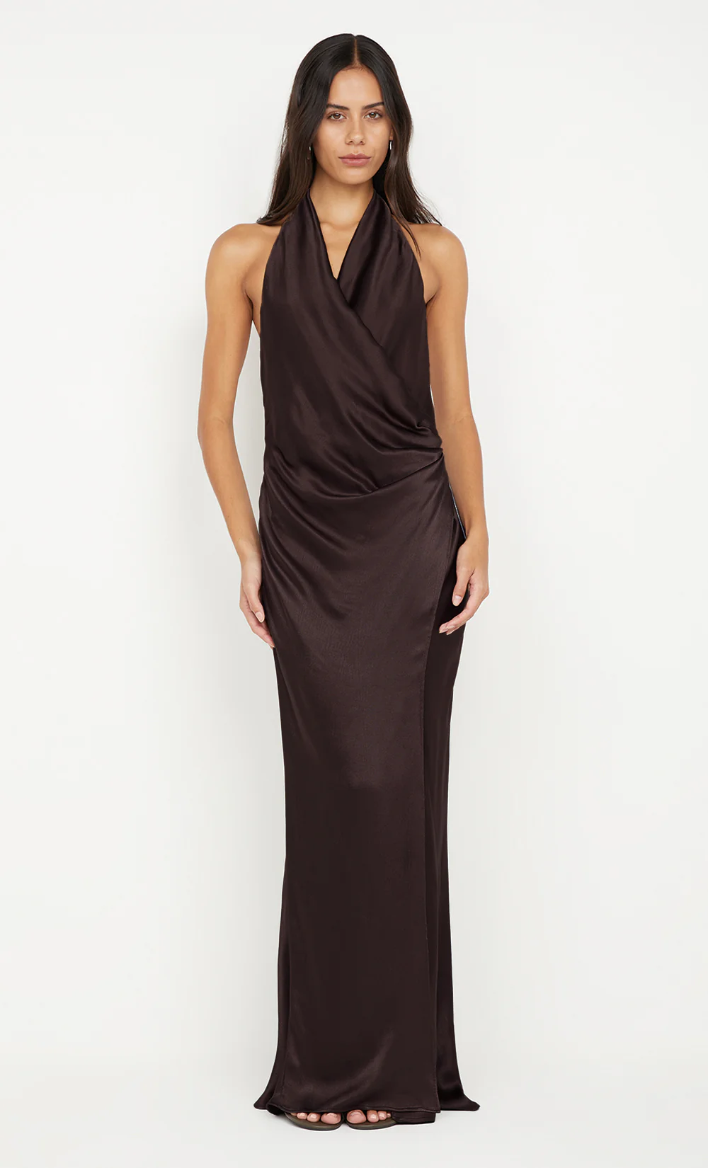 ELISIA WRAP MAXI DRESS - DARK CHOCOLATE - Image 6