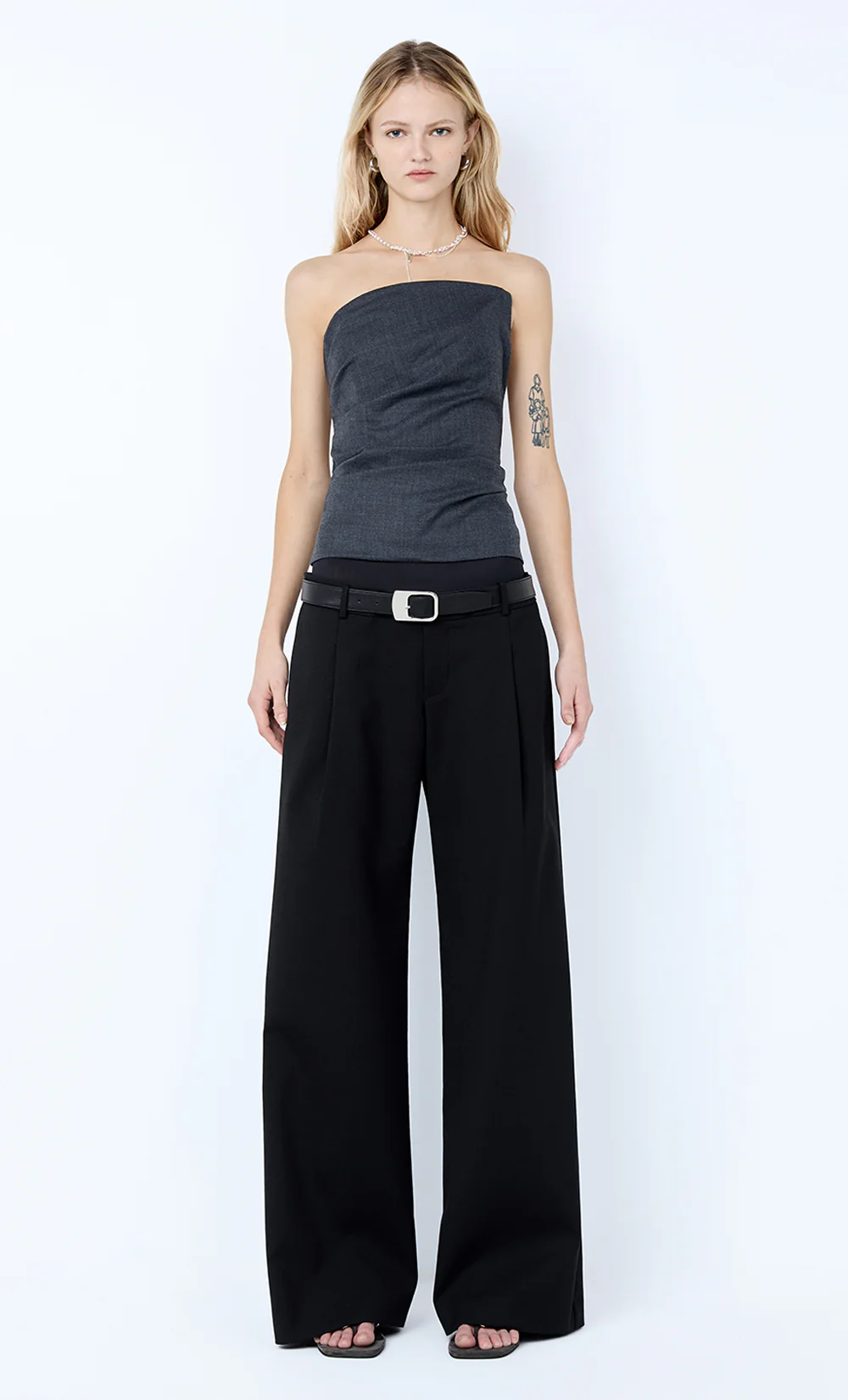 ELLIS ASYM STRAPLESS TOP - CHARCOAL