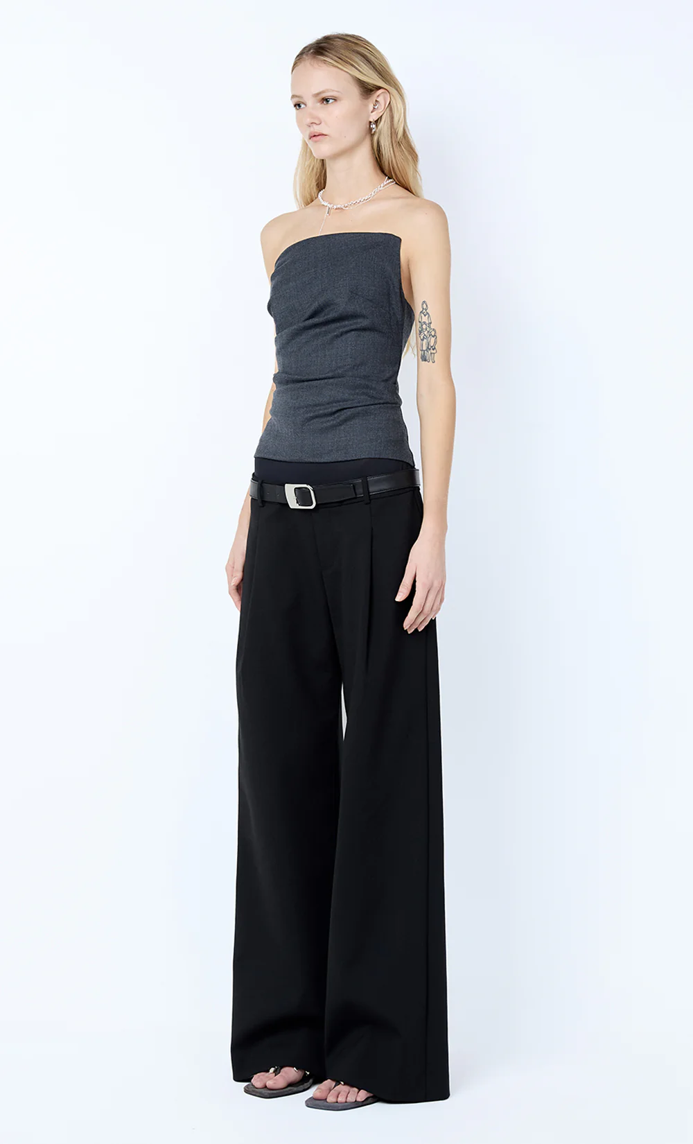 ELLIS ASYM STRAPLESS TOP - CHARCOAL - Image 3